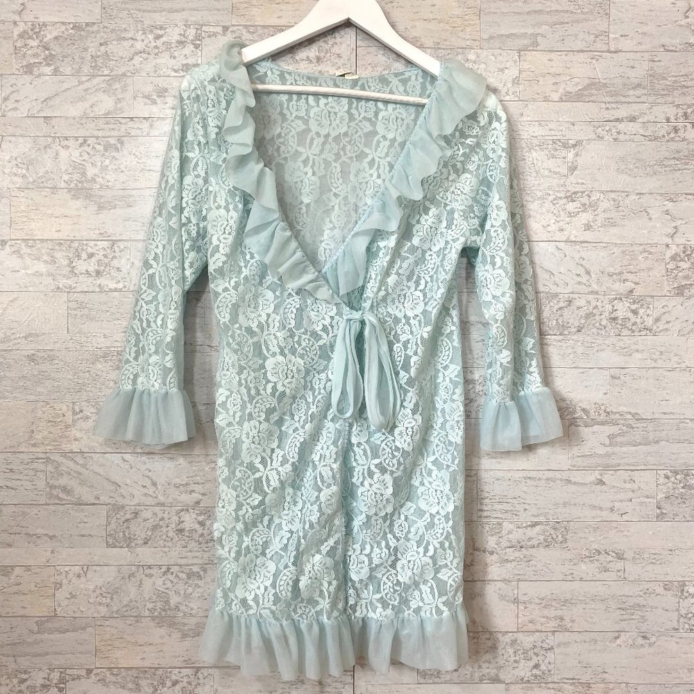 Baby Blue Lace Robe Size Medium